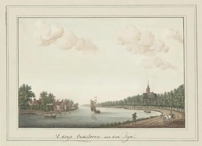 Framed Print : View of the Rhine near the village of Oudshoorn, 1700-1850. Creator: Anon Framed Print : View of the Rhine near the village of Oudshoorn, 1700-1850. Creator: Anon