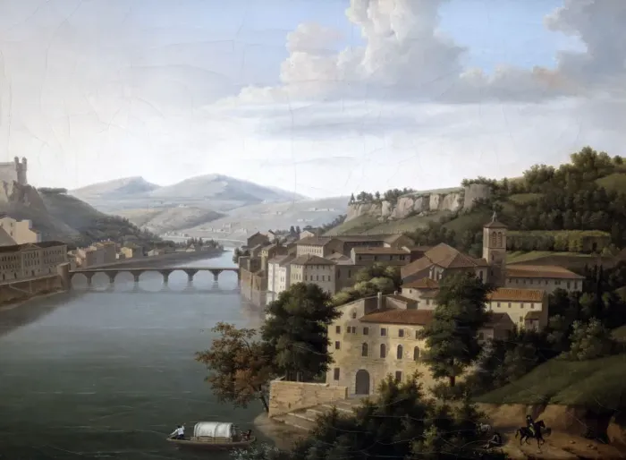 Framed Print : View of the Rhone. c1777-1840. Artist: Alexandre Haycinthe Dunouy Framed Print : View of the Rhone. c1777-1840. Artist: Alexandre Haycinthe Dunouy