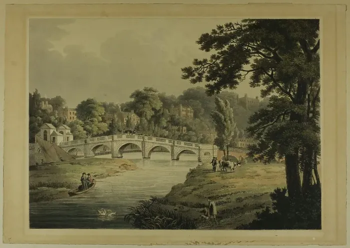 Framed Print : View of Richmond from the Bridge, 1819. Creator: Thomas Sutherland Framed Print : View of Richmond from the Bridge, 1819. Creator: Thomas Sutherland