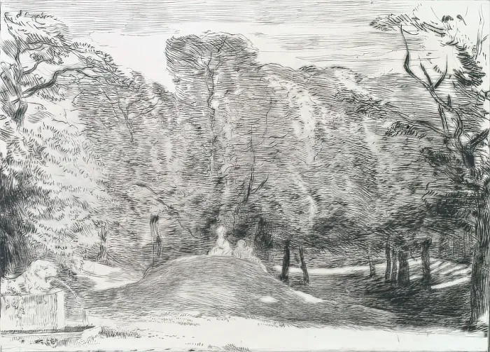 Framed Print : View of Richmond Park, a Fountain on the Left, c1820s. Creator: Andrew Geddes Framed Print : View of Richmond Park, a Fountain on the Left, c1820s. Creator: Andrew Geddes