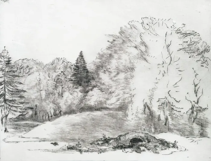 Framed Print : View in Richmond Park, A Small Bridge to the Right, c1826. Creator: Andrew Geddes Framed Print : View in Richmond Park, A Small Bridge to the Right, c1826. Creator: Andrew Geddes