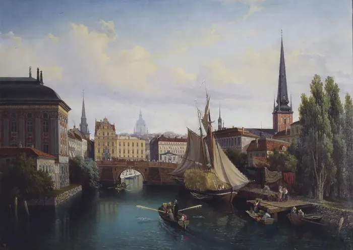 Framed Print : View of the Riddarholmskanalen, Stockholm, 1835, 1880. Creator: Gustav Wilhelm Palm Framed Print : View of the Riddarholmskanalen, Stockholm, 1835, 1880. Creator: Gustav Wilhelm Palm