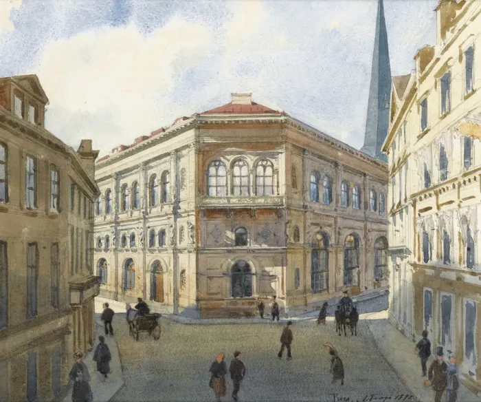 Framed Print : View of the Riga Stock Exchange. Artist: Benois, Albert Nikolayevich (1852-1936) Framed Print : View of the Riga Stock Exchange. Artist: Benois, Albert Nikolayevich (1852-1936)