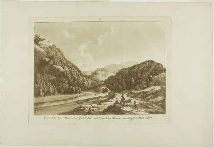Framed Print : View of the River Dee 3 Miles Short of Bala, with Cadar-Idris Mountain near Dolgelli Framed Print : View of the River Dee 3 Miles Short of Bala, with Cadar-Idris Mountain near Dolgelli
