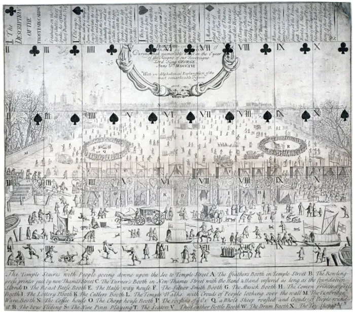 Framed Print : View of the River Thames during the 1683-1684 frost fair, London, 1716 Framed Print : View of the River Thames during the 1683-1684 frost fair, London, 1716