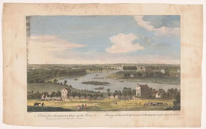 Framed Print : View of the River Thames at Richmond as seen from Richmond Hill, 1749. Creator: Francois Vivares Framed Print : View of the River Thames at Richmond as seen from Richmond Hill, 1749. Creator: Francois Vivares