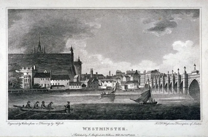 Framed Print : View of the River Thames, Westminster Bridge and the Palace of Westminster, London, 1808 Framed Print : View of the River Thames, Westminster Bridge and the Palace of Westminster, London, 1808
