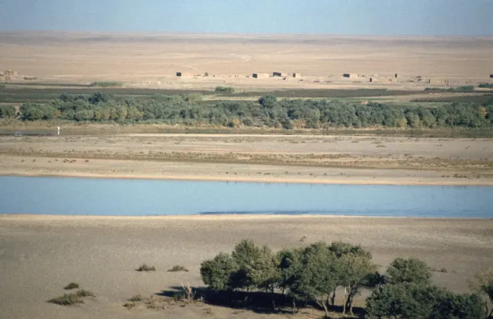 Framed Print : View of the River Tigris from the Ziggurat, Ashur, Iraq, 1977