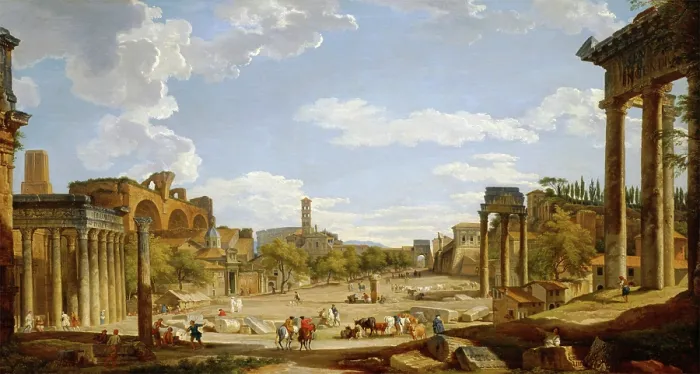 Framed Print : View of the Roman Forum, 1735. Creator: Giovanni Paolo Panini Framed Print : View of the Roman Forum, 1735. Creator: Giovanni Paolo Panini