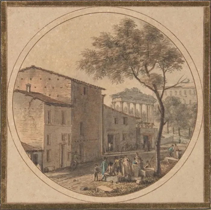 Framed Print : View of the Roman Forum with the Temple of Saturn in the Background, n. d Framed Print : View of the Roman Forum with the Temple of Saturn in the Background, n. d