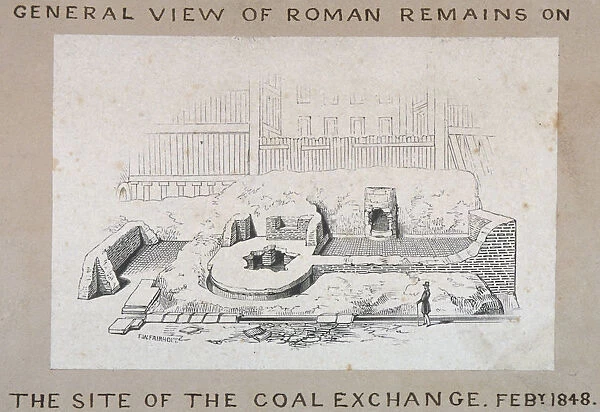 View of Roman remains on the site of the Coal Exchange, City of London, 1848. Artist