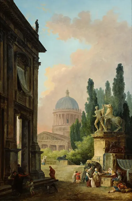 Framed Print : View of Rome with the Horse Tamer of the Monte Cavallo, 1786. Artist: Robert, Hubert (1733-1808) Framed Print : View of Rome with the Horse Tamer of the Monte Cavallo, 1786. Artist: Robert, Hubert (1733-1808)