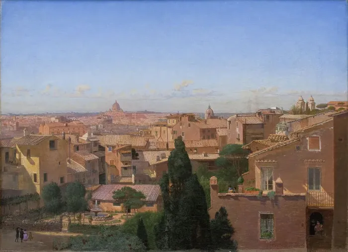 Framed Print : A View of Rome Seen from the Artist's Dwelling, 1858. Creator: Hans Jorgen Hammer Framed Print : A View of Rome Seen from the Artist's Dwelling, 1858. Creator: Hans Jorgen Hammer