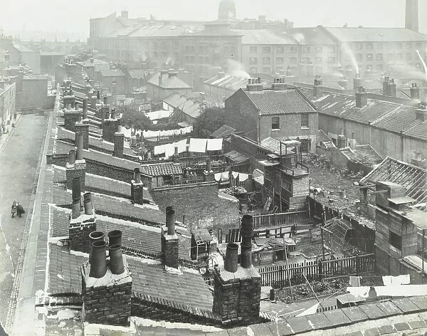 View across roof tops to Pinks Factory, Tabard Street, Southwark, London, 1916