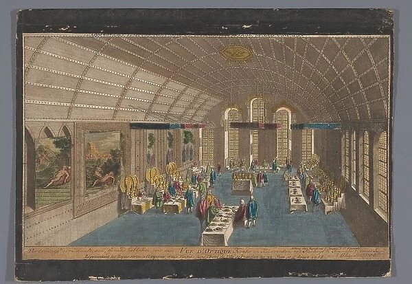 View of a room in the Romer in Frankfurt am Main with a meal for the emperor... Creator: Anon