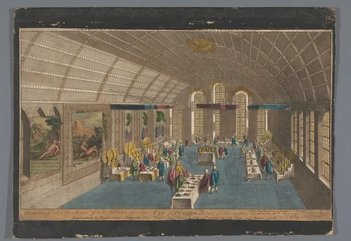 Framed Print : View of a room in the Romer in Frankfurt am Main with a meal for the emperor... Creator: Anon Framed Print : View of a room in the Romer in Frankfurt am Main with a meal for the emperor... Creator: Anon