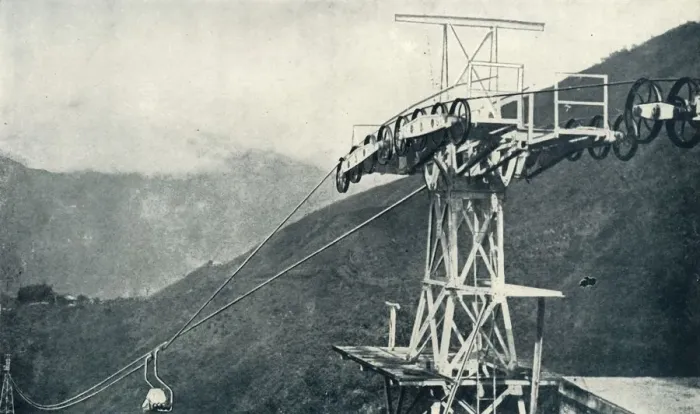 Framed Print : A View on a Rope Railway, or Ropeway, 1922. Creator: Unknown Framed Print : A View on a Rope Railway, or Ropeway, 1922. Creator: Unknown