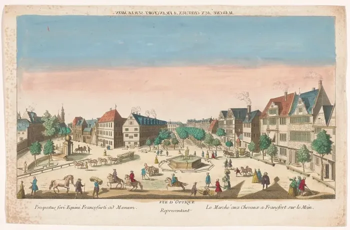 Framed Print : View of the RossMarkt in Frankfurt am Main, 1700-1799. Creator: Anon Framed Print : View of the RossMarkt in Frankfurt am Main, 1700-1799. Creator: Anon