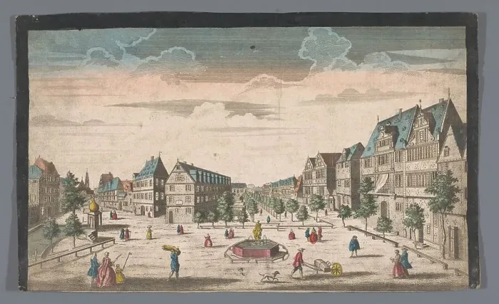 Framed Print : View of the RossMarkt in Frankfurt am Main, 1700-1799. Creator: Anon Framed Print : View of the RossMarkt in Frankfurt am Main, 1700-1799. Creator: Anon