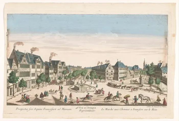 Framed Print : View of the Rossmarkt in Frankfurt am Main, 1745-1775. Creator: Anon Framed Print : View of the Rossmarkt in Frankfurt am Main, 1745-1775. Creator: Anon