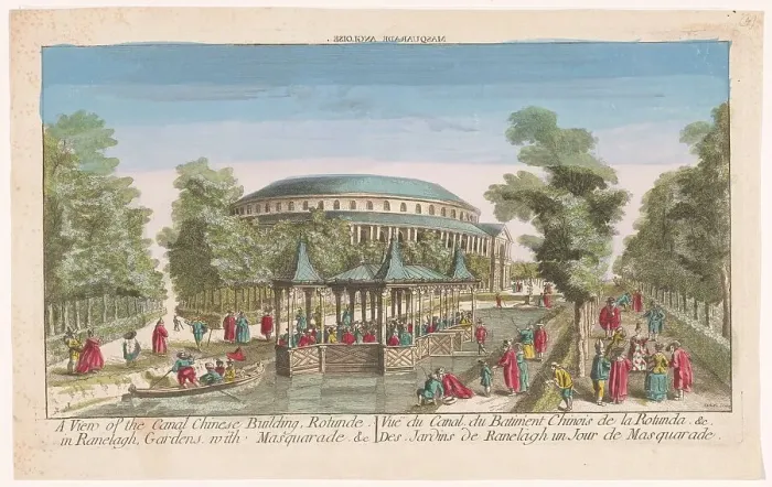 Framed Print : View of the Rotunda and the Chinese Pavilion on the Canal in London's Ranelagh Gard... 1752-1799. Creator: Unknown Framed Print : View of the Rotunda and the Chinese Pavilion on the Canal in London's Ranelagh Gard... 1752-1799. Creator: Unknown
