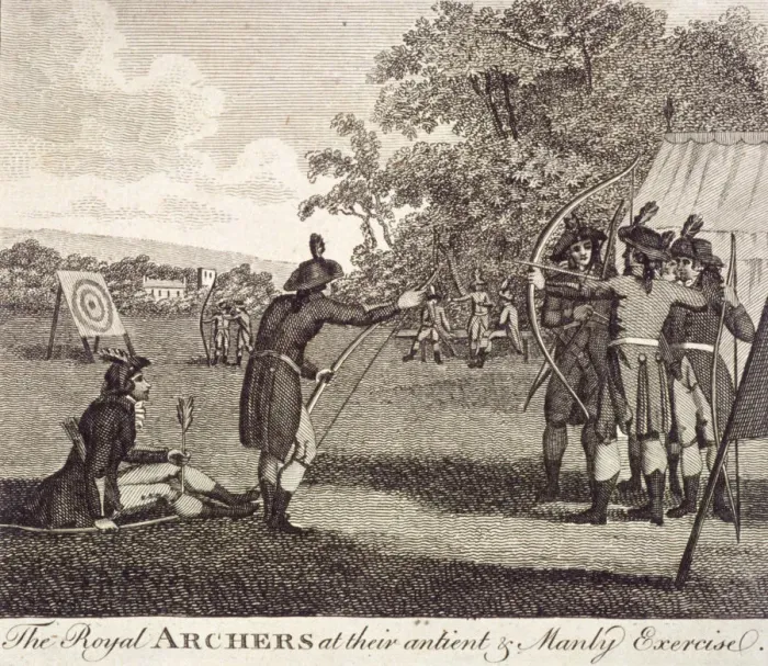 Framed Print : View of The Royal Archers in Finsbury Fields, c1750 Framed Print : View of The Royal Archers in Finsbury Fields, c1750