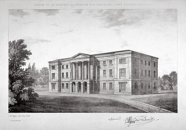 View of the Royal Asylum of St Anns Society to be erected on Streatham Hill, London, 1829