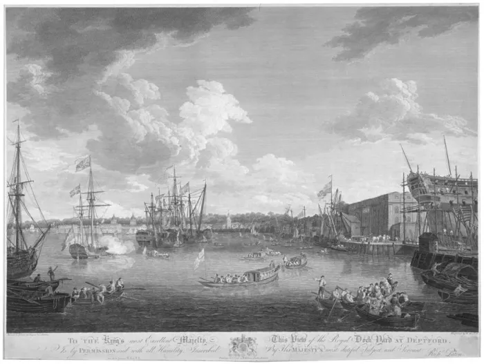 Framed Print : View of the Royal Dockyard, Deptford, London, 1793 Framed Print : View of the Royal Dockyard, Deptford, London, 1793