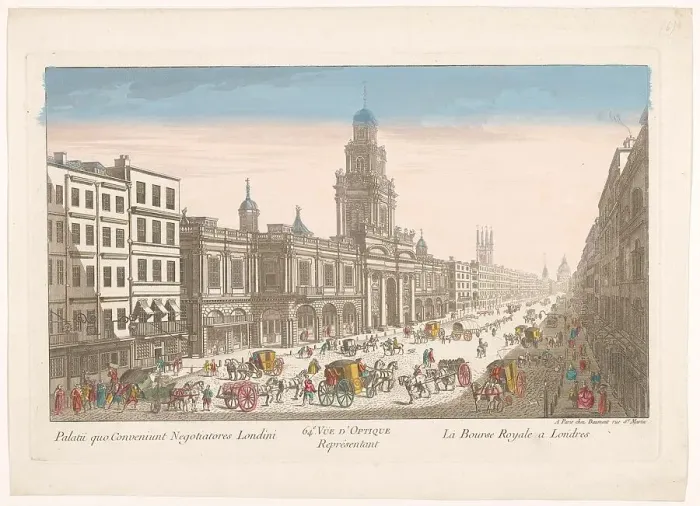 Framed Print : View of the Royal Exchange in London, 1745-1775. Creator: Anon Framed Print : View of the Royal Exchange in London, 1745-1775. Creator: Anon