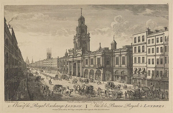 View of the Royal Exchange London, 1751. Artist: Bowles, Thomas (1695-1767)