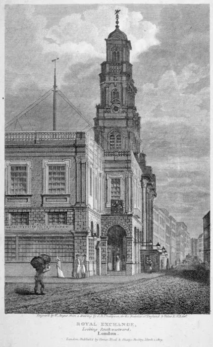 Framed Print : View of the Royal Exchange, looking south-west, City of London, 1809 Framed Print : View of the Royal Exchange, looking south-west, City of London, 1809