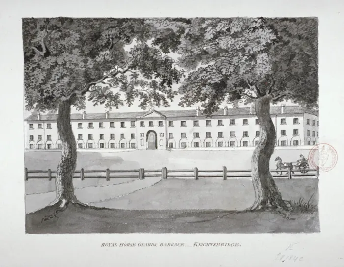 Framed Print : View of the Royal Horse Guards Barracks, Knightsbridge, Westminster, London, c1796 Framed Print : View of the Royal Horse Guards Barracks, Knightsbridge, Westminster, London, c1796