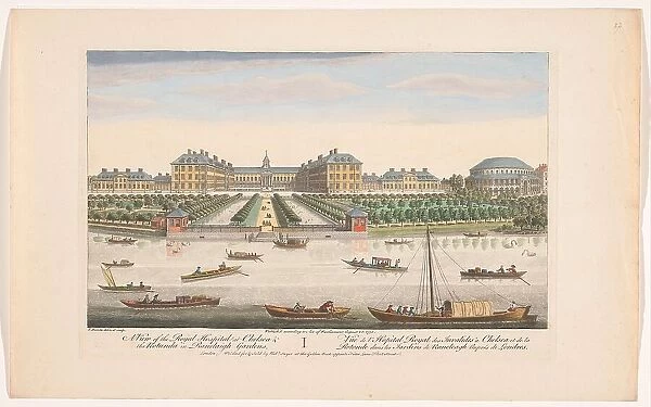 View of the Royal Hospital Chelsea and the Rotunda in London's Ranelagh Gardens, 1751. Creator: Thomas Bowles