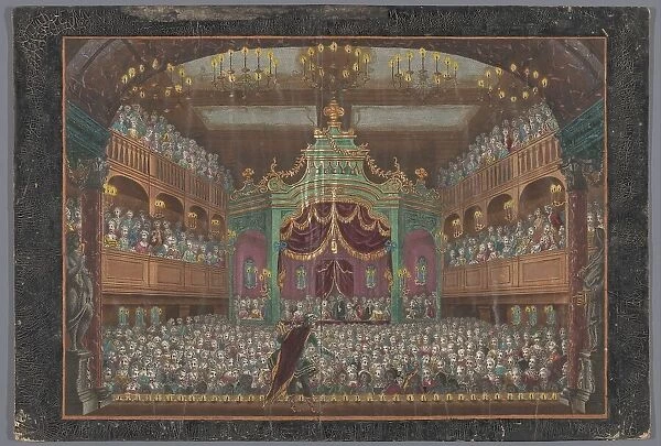 View of the royal lodge of the Schouwburg in Amsterdam with a performance for Willem V, 1768-1799 Creator: Anon