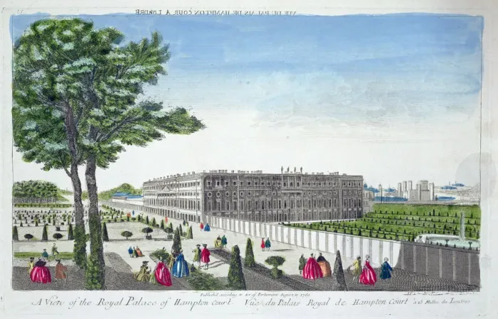 Framed Print : A view of the Royal Palace of Hampton Court, London, 1760 Framed Print : A view of the Royal Palace of Hampton Court, London, 1760