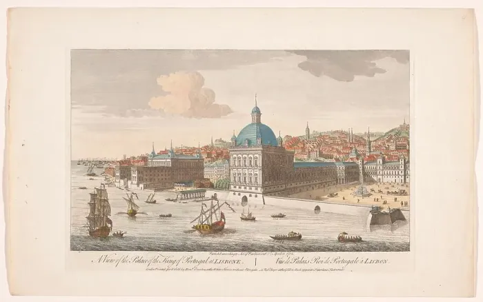 Framed Print : View of the Royal Palace in Lisbon, 1752. Creator: Anon Framed Print : View of the Royal Palace in Lisbon, 1752. Creator: Anon
