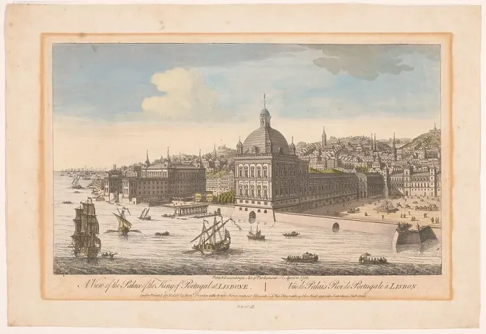 Framed Print : View of the Royal Palace in Lisbon, 1752. Creator: Anon