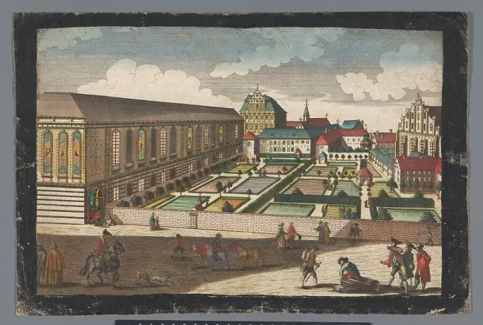 Framed Print : View of the Royal Palace and monastery of the Friars Minor Capuchins in Wroclaw, 1742-1801. Creator: Anon Framed Print : View of the Royal Palace and monastery of the Friars Minor Capuchins in Wroclaw, 1742-1801. Creator: Anon