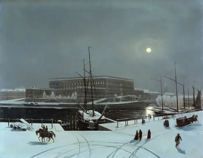Framed Print : View of the Royal Palace of Stockholm. Winter, mid 19th century. Creator: Karl Stefan Bennet Framed Print : View of the Royal Palace of Stockholm. Winter, mid 19th century. Creator: Karl Stefan Bennet