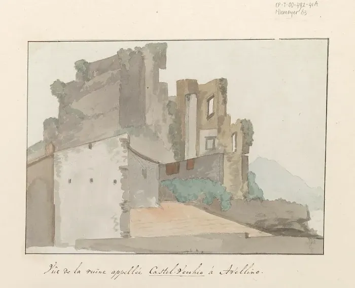 Framed Print : View of Ruin, so-called Castel Vecchio, in Avellino, 1778. Creator: Louis Ducros Framed Print : View of Ruin, so-called Castel Vecchio, in Avellino, 1778. Creator: Louis Ducros