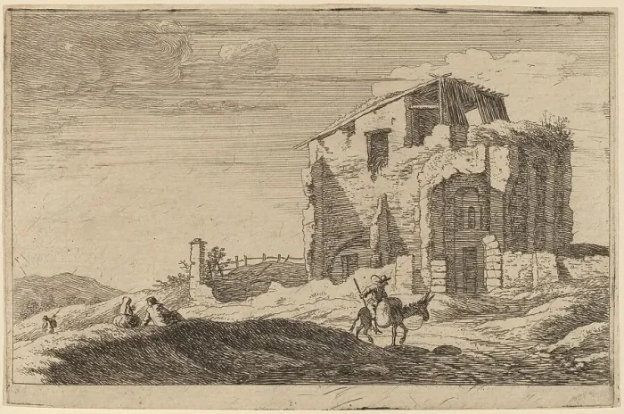 Framed Print : View of a Ruined Building. Creator: Herman van Swanevelt