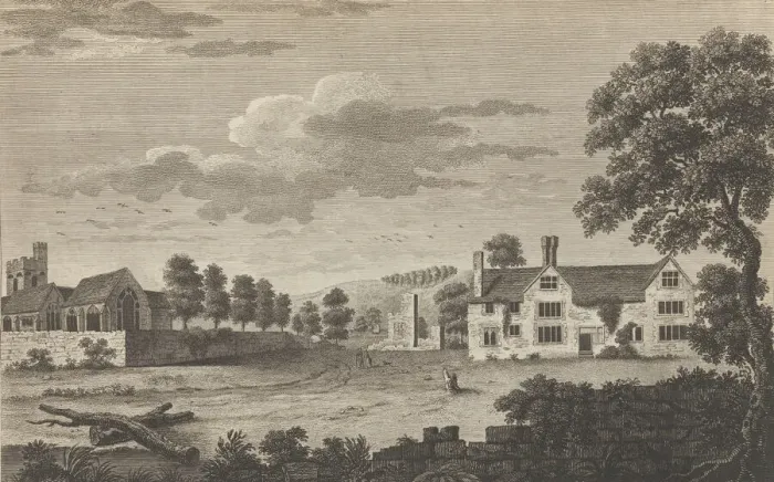 Framed Print : A View of the Ruins of the Archiepiscopal Palace and of the Church of Wrotham in Kent, 1777-1790. Creator: John Bayly Framed Print : A View of the Ruins of the Archiepiscopal Palace and of the Church of Wrotham in Kent, 1777-1790. Creator: John Bayly