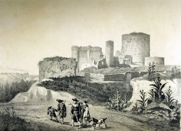 Framed Print : View of the ruins of the castle of Arevalo (Avila), engraving in the book Memories Framed Print : View of the ruins of the castle of Arevalo (Avila), engraving in the book Memories