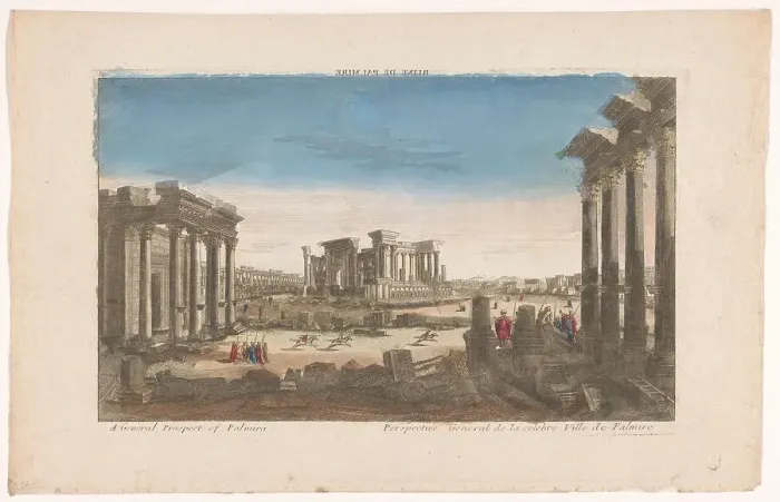 Framed Print : View of the ruins of Monuments in Palmyra seen from the northwest side, 1700-1799. Creator: Anon Framed Print : View of the ruins of Monuments in Palmyra seen from the northwest side, 1700-1799. Creator: Anon