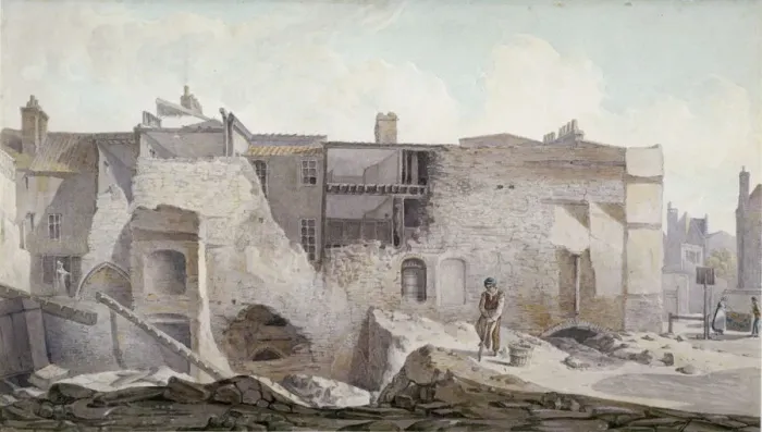 Framed Print : View of the ruins of part of the Priory of Holy Trinity, Aldgate, City of London, 1824
