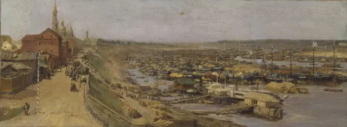Framed Print : View of Rybinsk, 1886. Creator: Maximov, Vasili Maximovich (1844-1911) Framed Print : View of Rybinsk, 1886. Creator: Maximov, Vasili Maximovich (1844-1911)