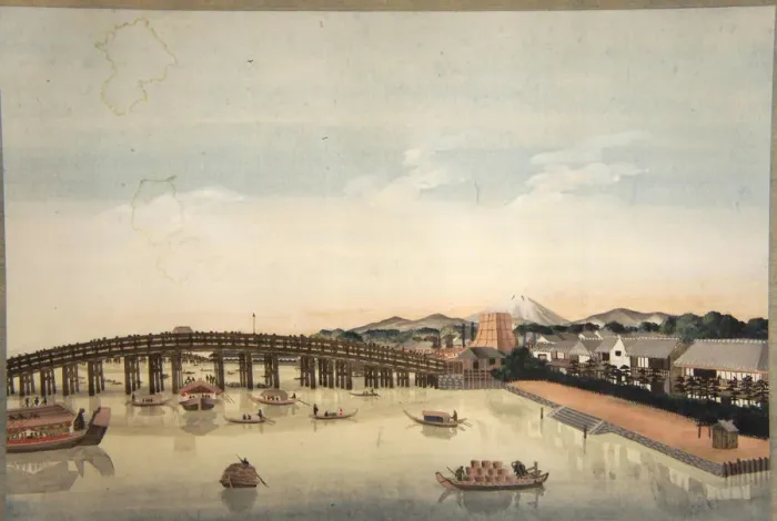 Framed Print : View of the Ryogokubashi over the Sumidagawa River in Edo, 1823-1829 Framed Print : View of the Ryogokubashi over the Sumidagawa River in Edo, 1823-1829