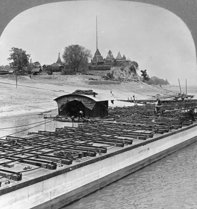 Framed Print : View of Sagaing from the Irrawaddy River, Burma, 1908. Artist: Stereo Travel Co Framed Print : View of Sagaing from the Irrawaddy River, Burma, 1908. Artist: Stereo Travel Co