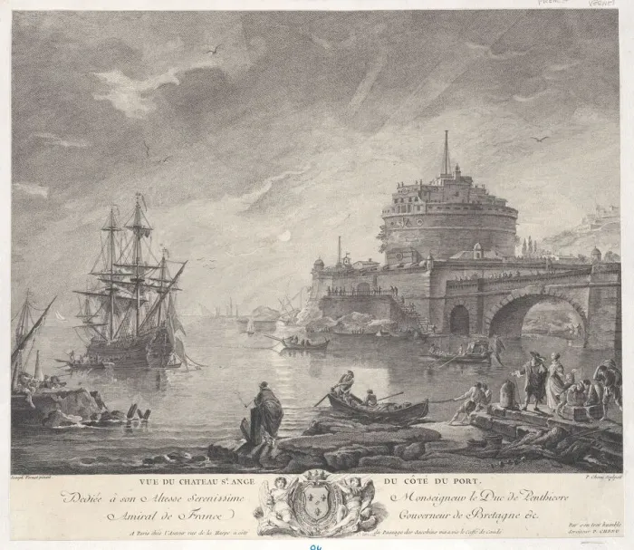 Framed Print : View of Saint Angels Castle from Port Side, ca. 1760-1800. Creator: Pierre Chenu Framed Print : View of Saint Angels Castle from Port Side, ca. 1760-1800. Creator: Pierre Chenu