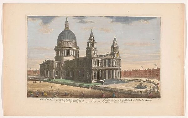 View of Saint Paul's Cathedral in London seen from the northwest side, 1753. Creator: Johann Michael Muller